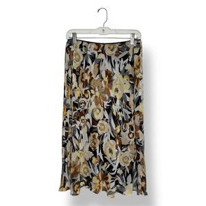 Connected Apparel Women’s Small Floral Midi Skirt Chiffon Stretch Lightweight